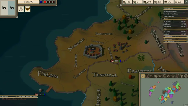 Iron Dice: A fortified settlement under siege.